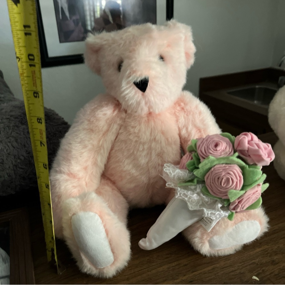Pink Stuffed Teddy Bear with Floral Bouquet - Picture 2 of 6
